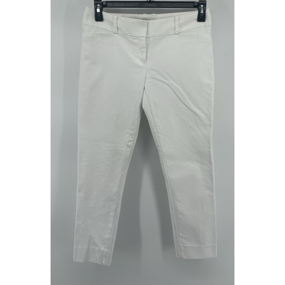 The Limited Ankle Drew Fit Pants 6R White Slim Fit Stretch Career Trousers Chic